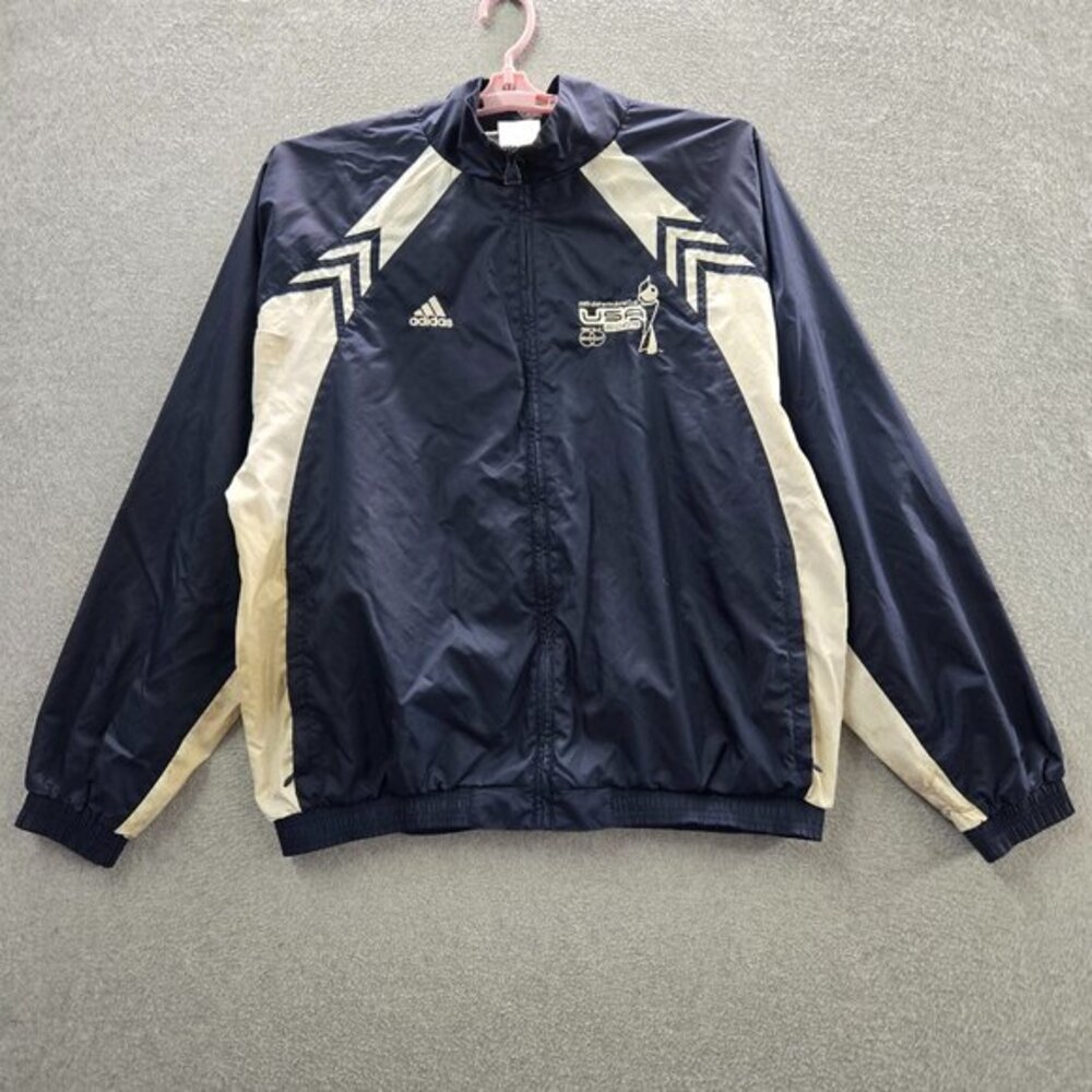 VINTAGE FIFA World Cup Men Jacket Large Blue Y2K Windbreaker 2003‎ Full Zip READ